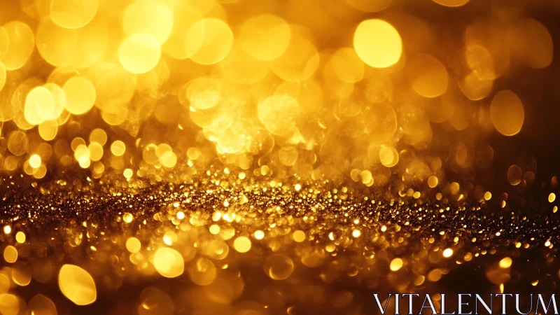 Golden bokeh abstract background with shimmering glitter lights.