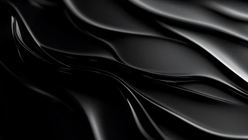 Liquid black metal waves flow across smooth abstract surface