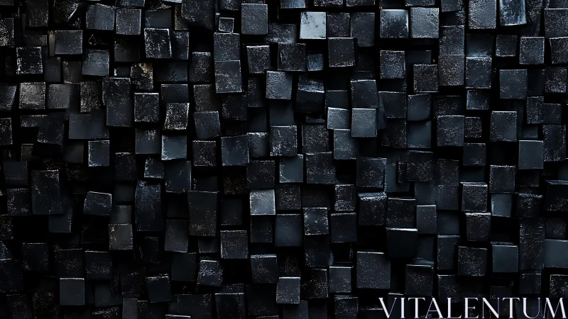 Abstract 3D Black Cubes Pattern with Textured Surface Effect.