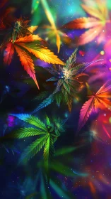 Chromatic cannabis foliage under spectral neon scatterfield.