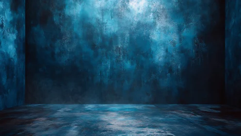 Digital painting blue textured room with atmospheric depth study.