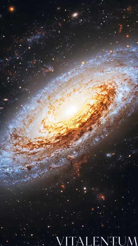 Spiral galaxy core glows against dense starfield in space