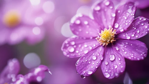 Violet Cosmos: Dewdrop Petals in Prismatic Bloom.