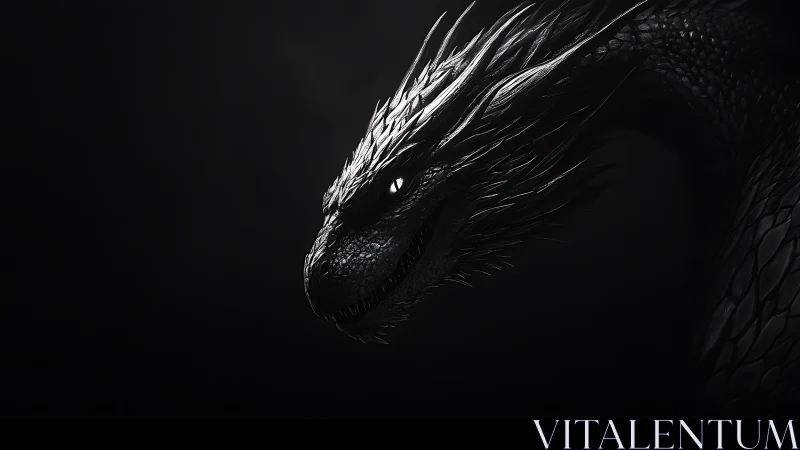 Midnight obsidian dragon curling from the void&rsquo;s edge.