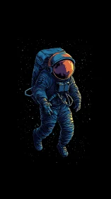 Stargazing astronaut drifting through a quiet cosmic night.