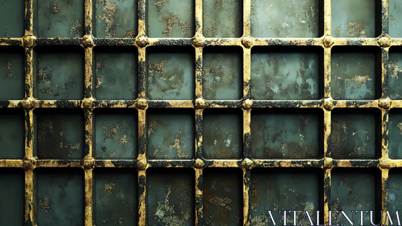 Weathered golden grid invites closer look at worn texture