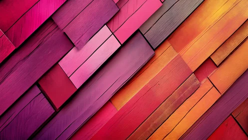 Diagonal arrangement of multicolored wooden planks pattern.