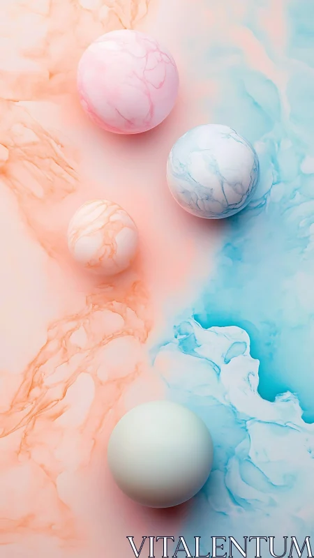 Soft pastel spheres drifting through coral and blue dreams.