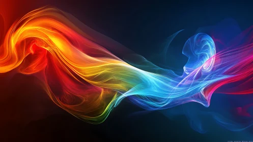 Chromatic plasma ribbons in dynamic spectral fluid motion.