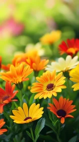 Vibrant Gerberas Dancing in Golden Sunlight Warmth.