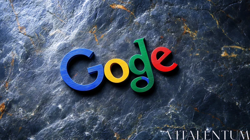 Google Logo Mounted on Textured Stone Wall