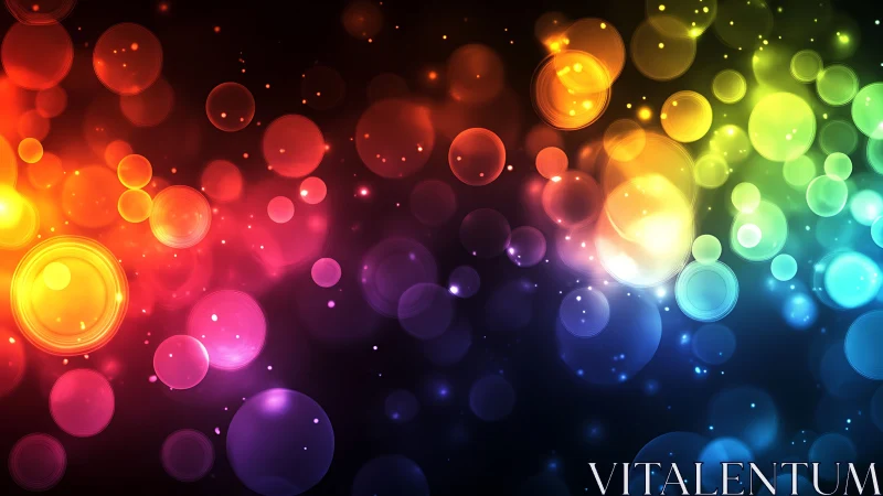 Glowing rainbow bubbles drifting through a dreamy night.