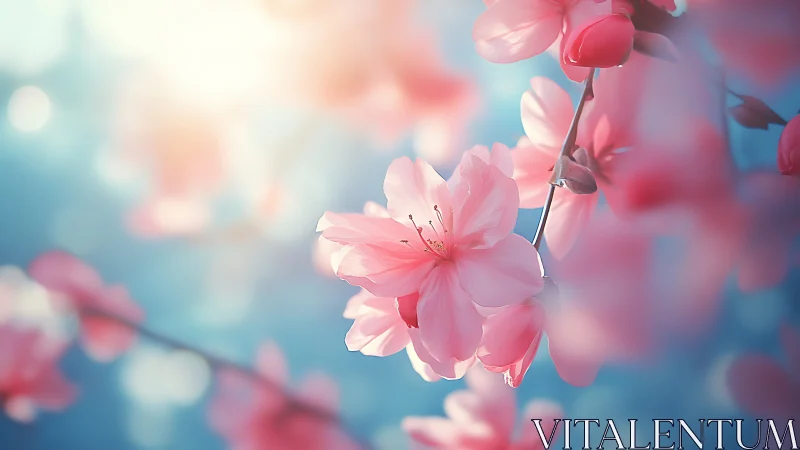 Delicate Pink Blossoms Dancing in Sunlight.