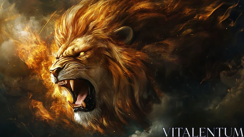 Thermodynamic lion roar rendered as incandescent plasma mane.