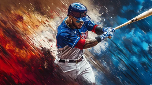 Swinging through color: power hitter in vivid motion.