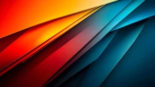 Abstract geometric background with layered vibrant colors and sharp lines.