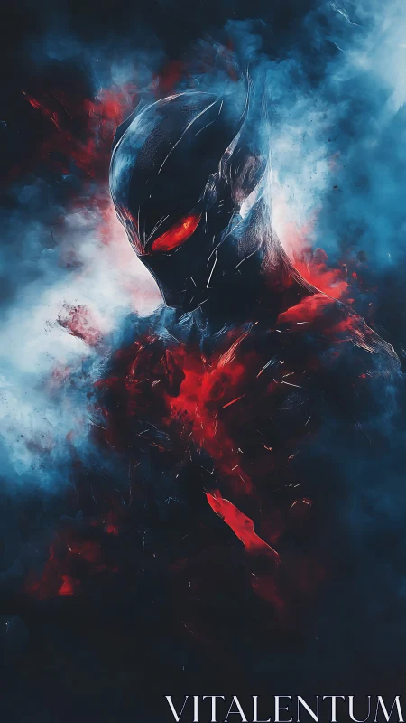 Crimson Eclipse Sentinel rising from electric nebulae.