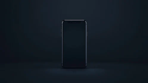 Dark-Rendered Smartphone With Notch Display in Minimalist Studio Setting