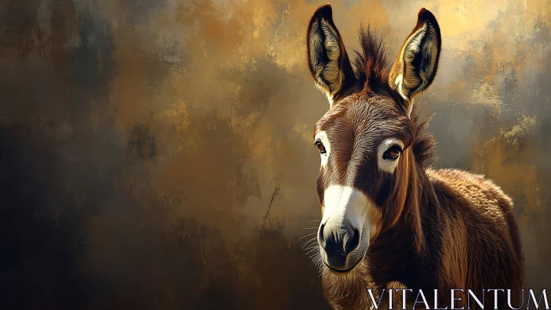 High-detail digital donkey portrait against textured bokeh field