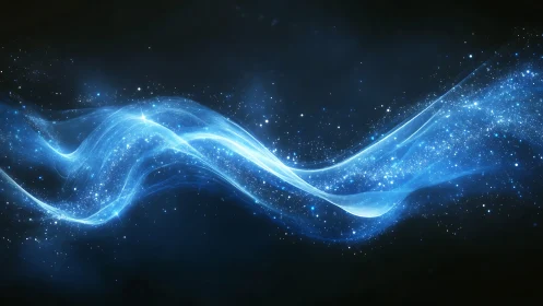 Starlit blue energy wave drifting across a quiet cosmos.