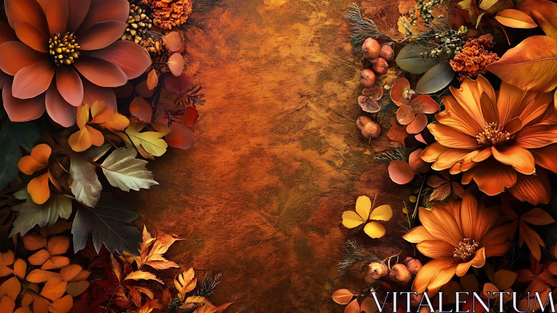 Autumn's Warm Embrace: Orange Florals and Rustic Beauty.