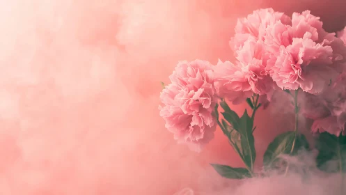 Delicate Pink Carnations Bloom in Dreamy Soft Light