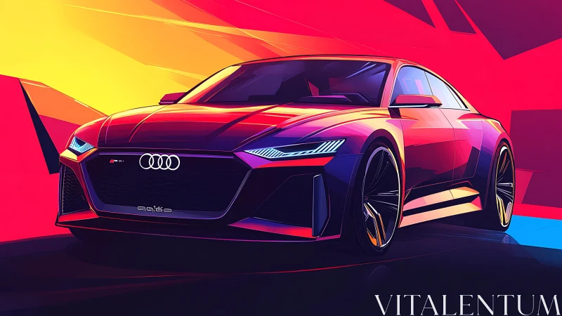 Audi sports sedan concept in bold neon digital colors.