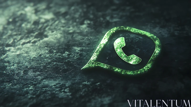 WhatsApp phone glyph rendered as luminous green 3D icon