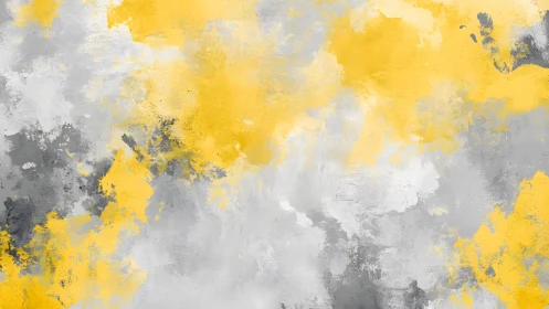 Abstract yellow and gray watercolor painting with bold textured strokes.