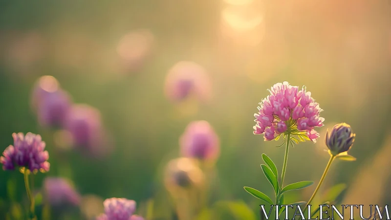 Pink Allium Clusters with Shallow Depth of Field.