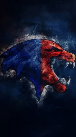 Roaring split-color panther emblem in deep night hues.