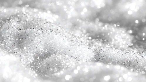 Sparkling white glitter background in soft, dreamy macro style.