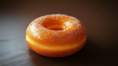 Golden Glazed Donut in Powdered Sugar Elegance.