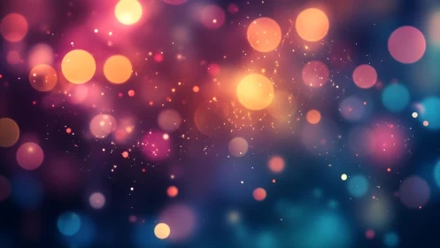 Vibrant abstract bokeh lights in dreamy colorful gradient style.