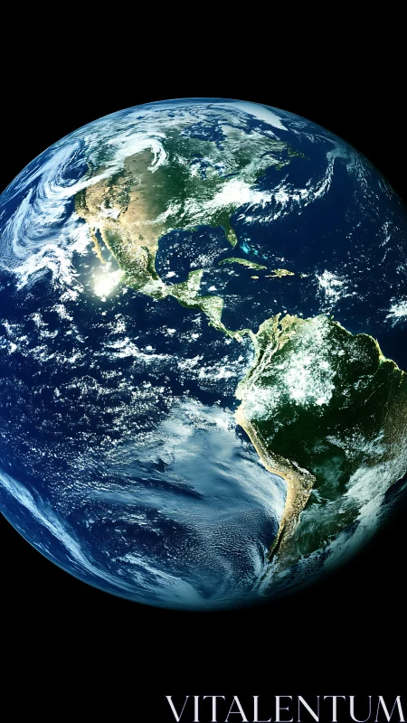 Orbital visualization of Western Hemisphere Earth systems from space.