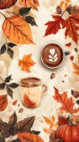 Autumnal latte art study with seasonal foliage topology.