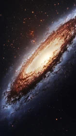 Spiral galaxy core with dense stellar dust bands glowing.