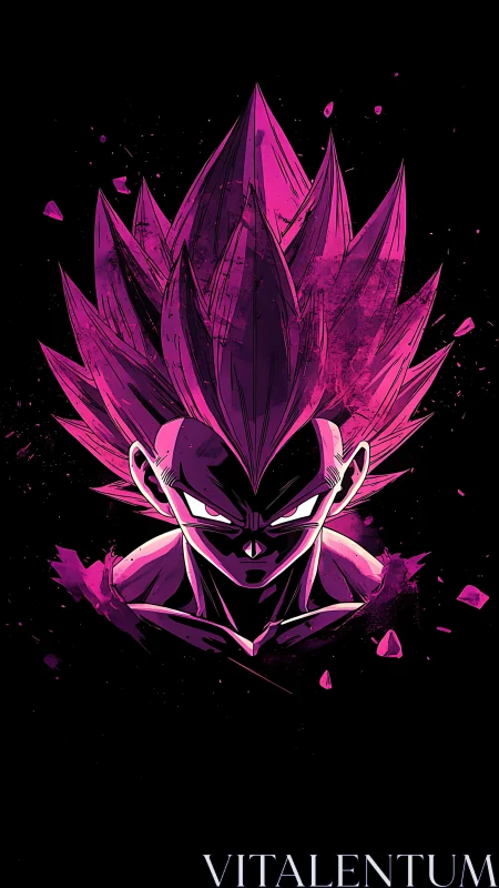 Electric pink anime warrior glowing with fierce energy.