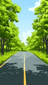 Open Road Through Summer Green.
