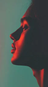 Digital painting profile portrait with dramatic red rim light.