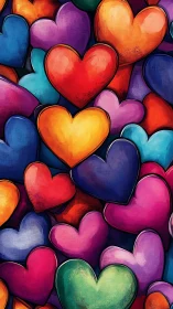 Vibrant Colorful Heart Composition with Bold Palette