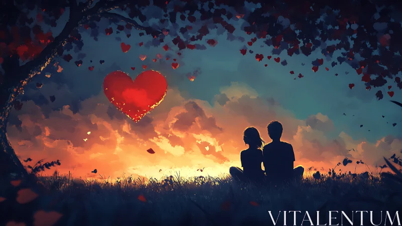 Two Hearts Watch Love Bloom at Sunset.