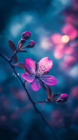 Magenta Petals Against Twilight.