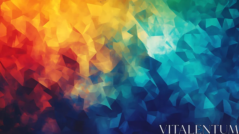 Vibrant geometric abstract background with warm and cool tones.