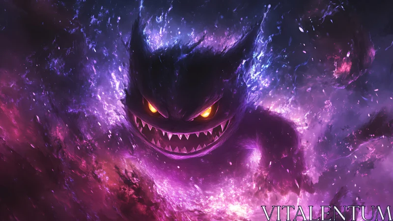 Digital specter forms within luminous purple energy field