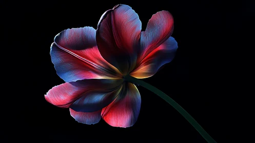 Chromatic Petals Dance: A Luminous Bloom Ignites Against Void.