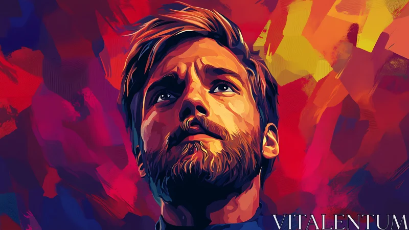 Vivid male portrait glows within bold abstract color field.