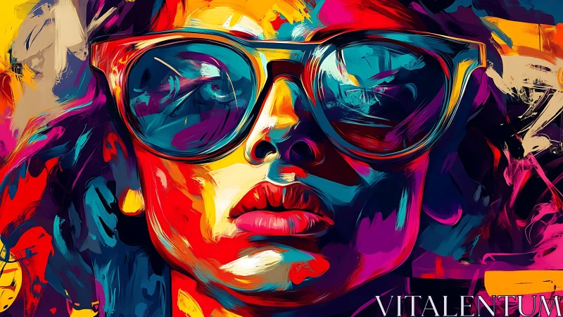 Neon-splashed portrait of a cool gaze in painted motion.