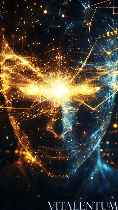 Cyberpunk neural visage constructed from radiant data lattices.
