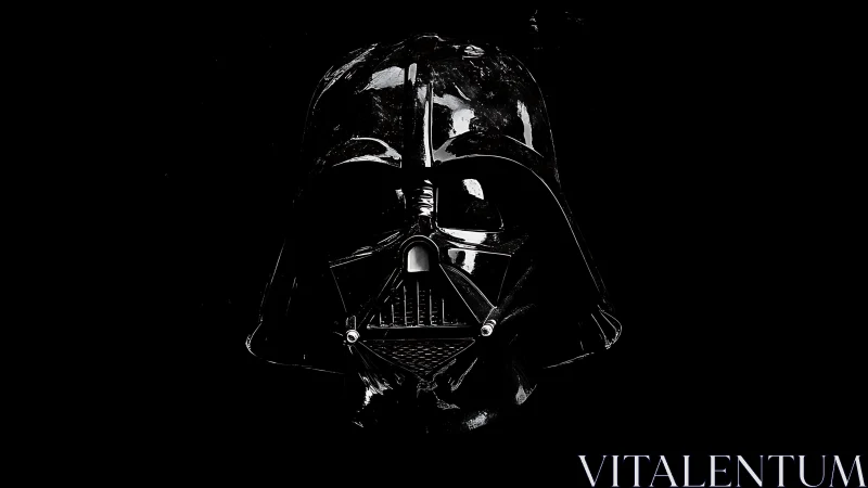 Black helmet mask centered against uniform black background